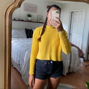 Yellow Mock Neck Cropped PacSun Sweater